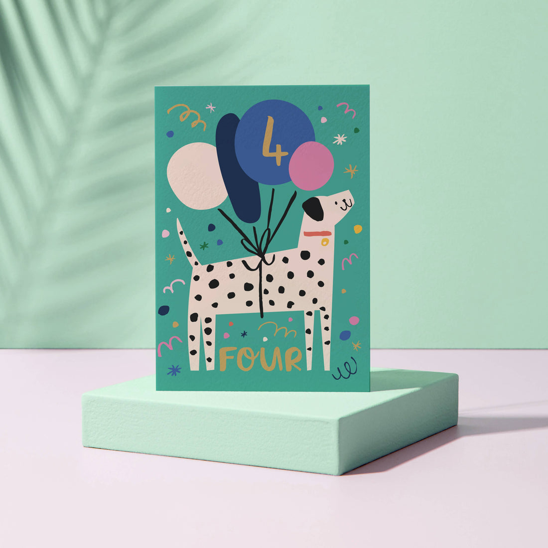 4 - Four - Dalmatian - Animal Themed - Number Cards - Kids