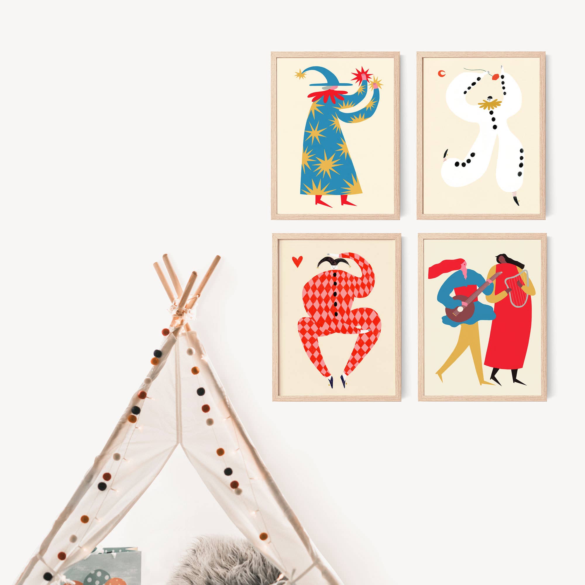 Pierrot Clown Art Print | Nursery Wall Art | Circus Wall Art: A3