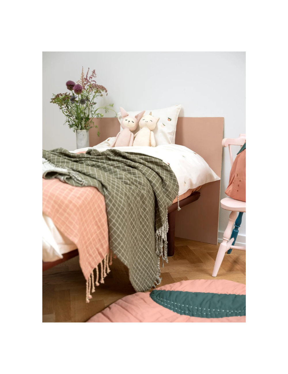 Fabelab Baby blanket - Grid - Old Rose