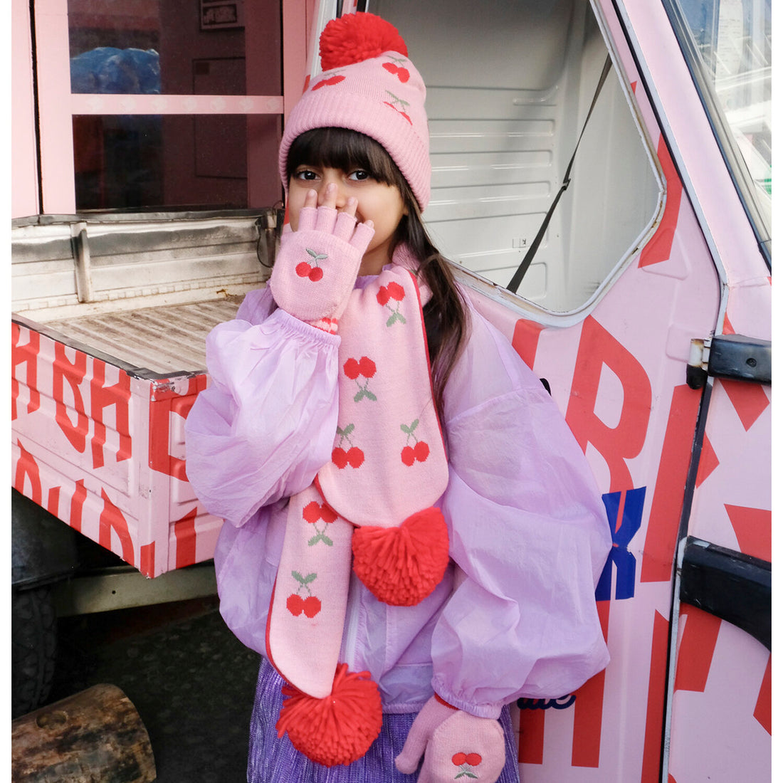 Cheerful Cherry Knitted Hat 3-6 Years