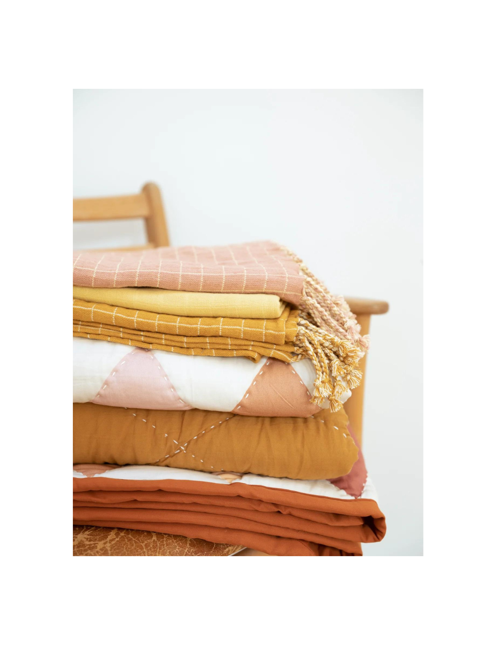 Fabelab Baby blanket - Grid - Old Rose