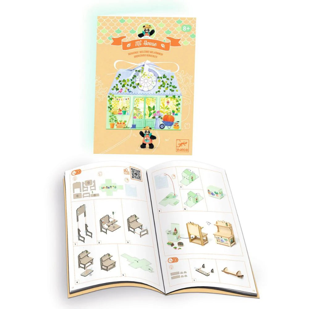 Djeco Mi House Olive, Make Your Own Mini House with Figurines