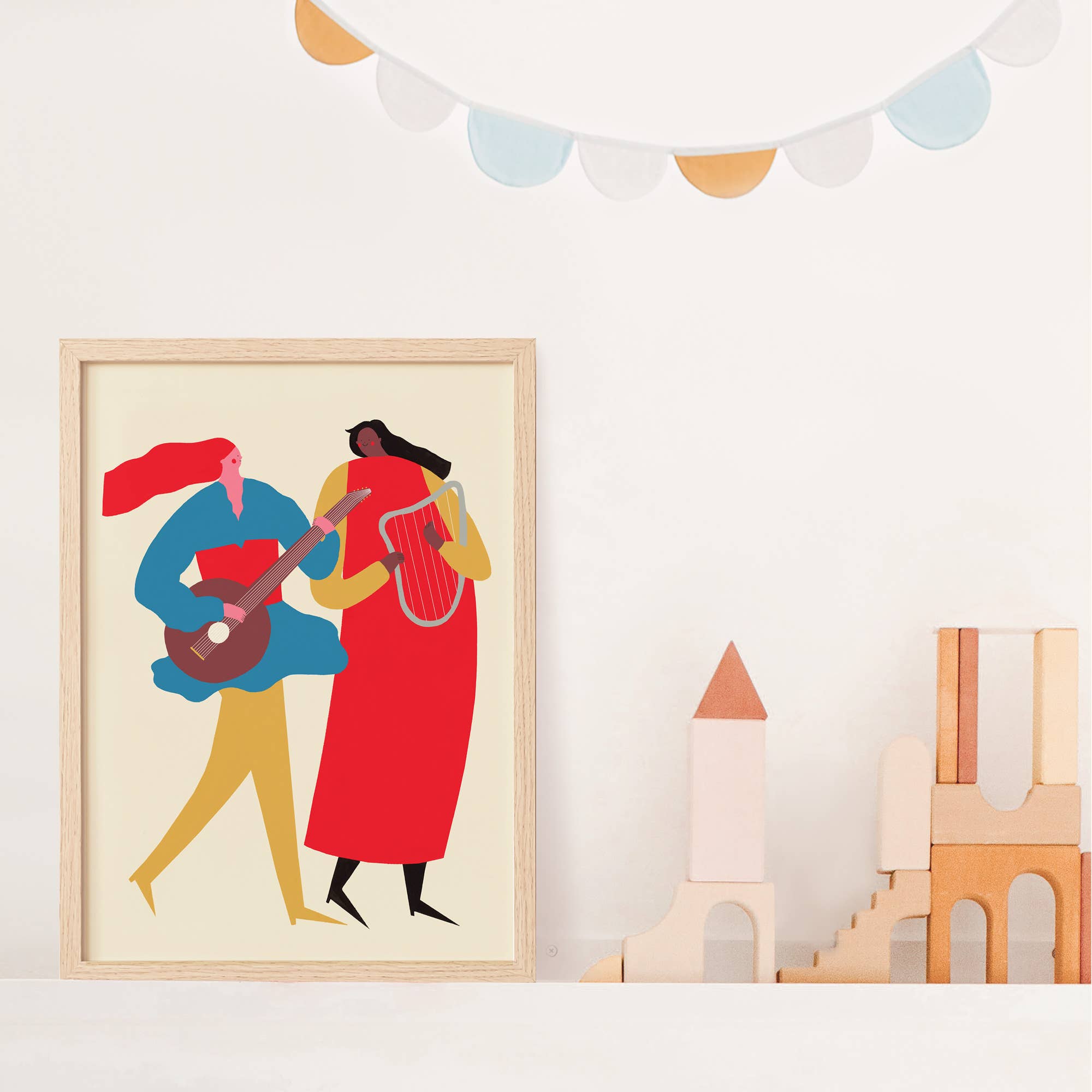 Musical Friends Character Art Print | Nursery Wall Art: A3