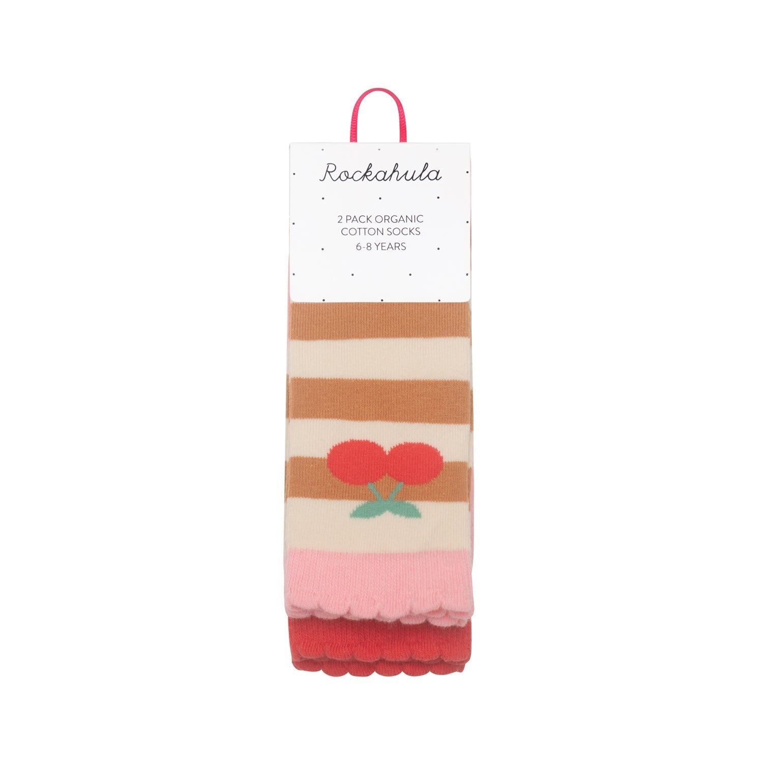 Stripy Cherry 2 Pack Socks 9-12 Jnr