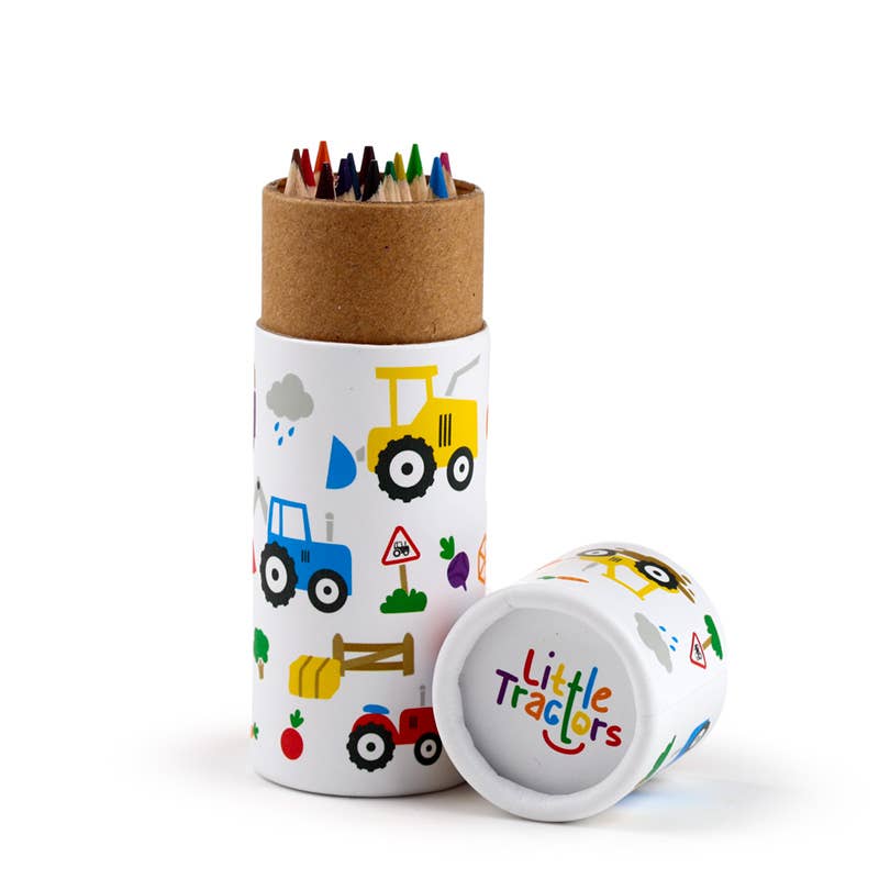 Little Tractors Pencil Pot with 12 Colouring Pencils