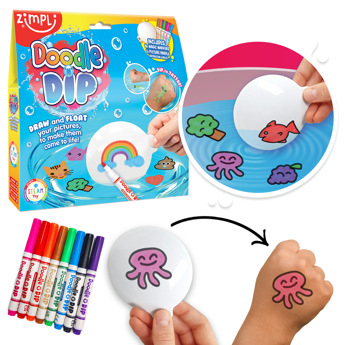 Zimpli Doodle N Dip Dancing Water Drawing Arts & Crafts Gift