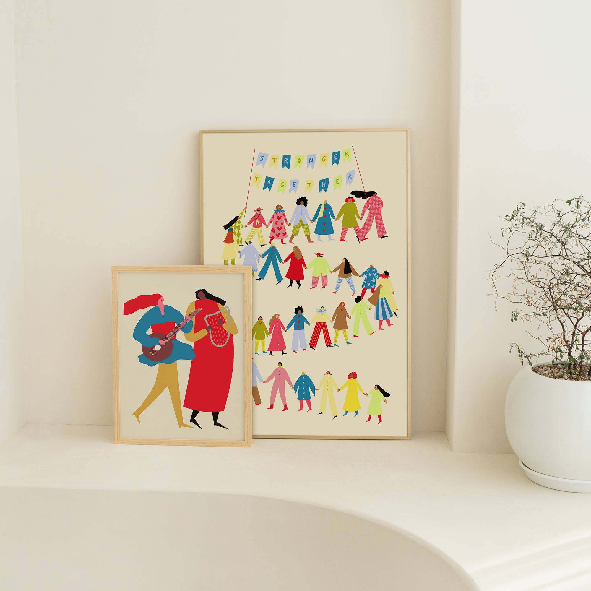 Musical Friends Character Art Print | Nursery Wall Art: A3