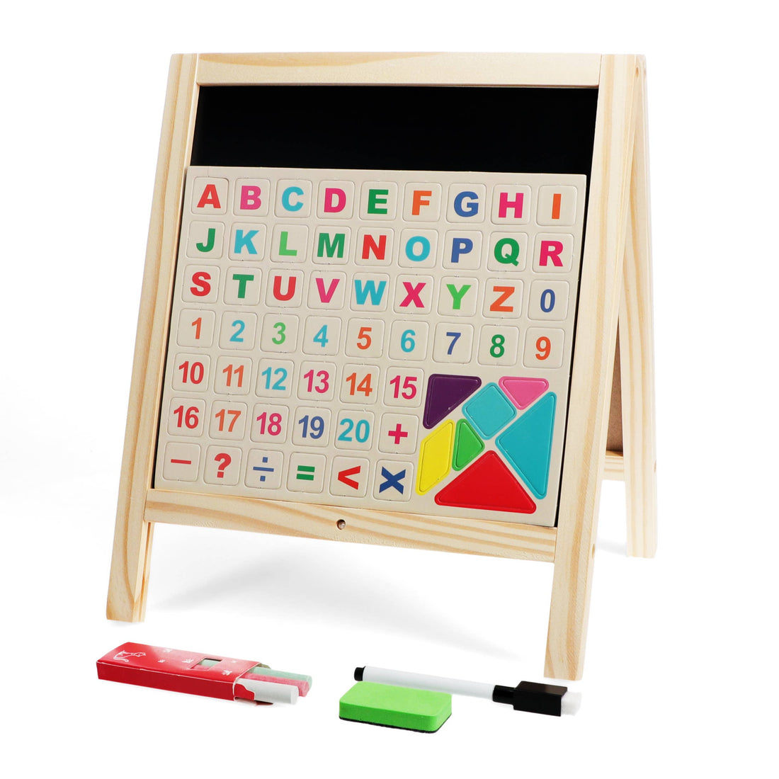 Tabletop blackboard and whiteboard easel set