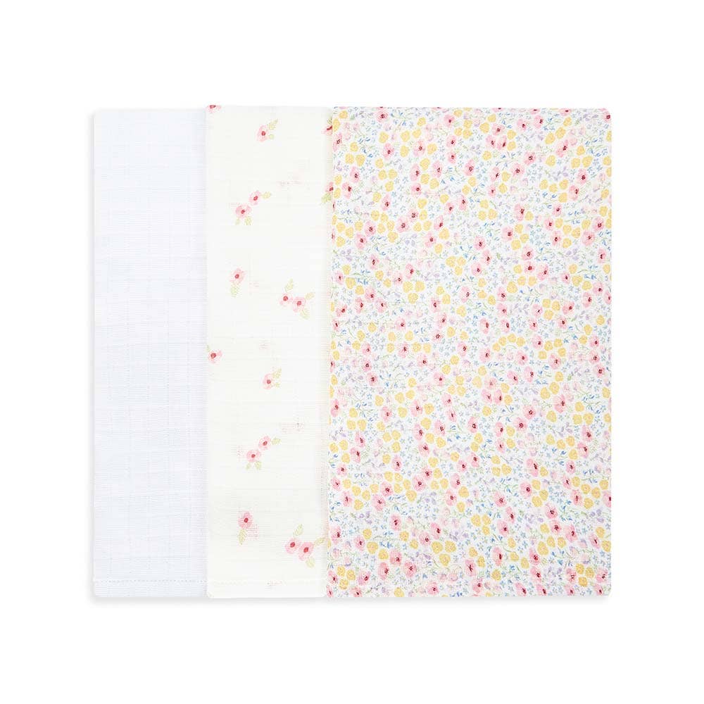 Muslin Squares, Set of 3 - Wildflower Garden