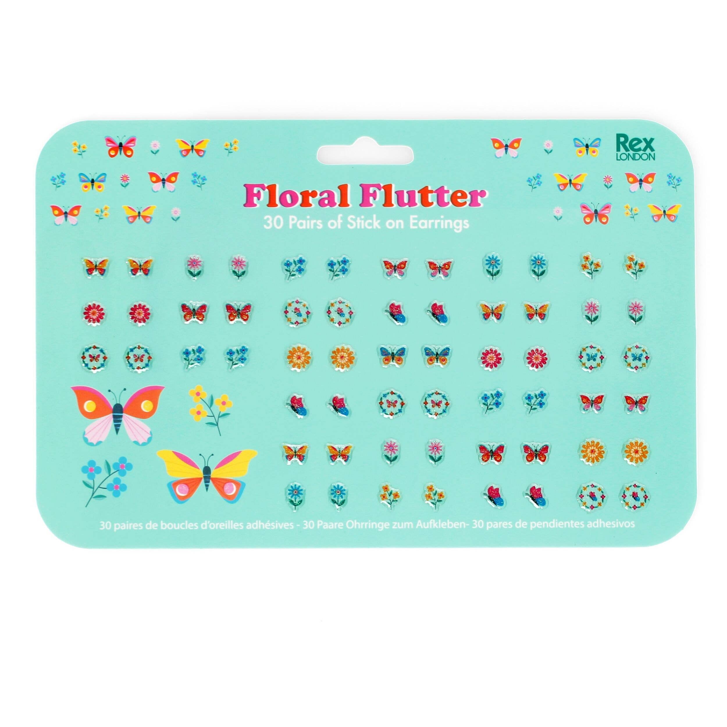 Stick On Earrings (30 Pairs) - Floral Flutter