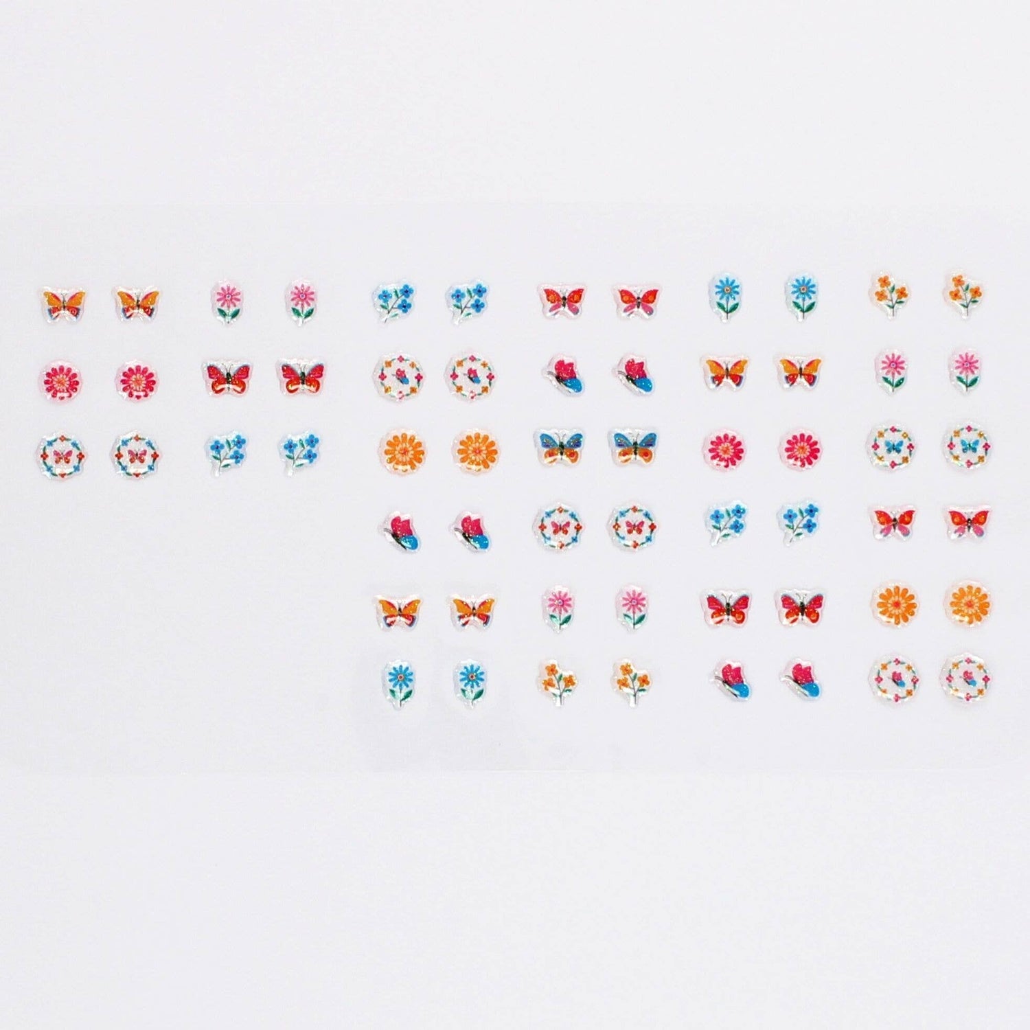 Stick On Earrings (30 Pairs) - Floral Flutter
