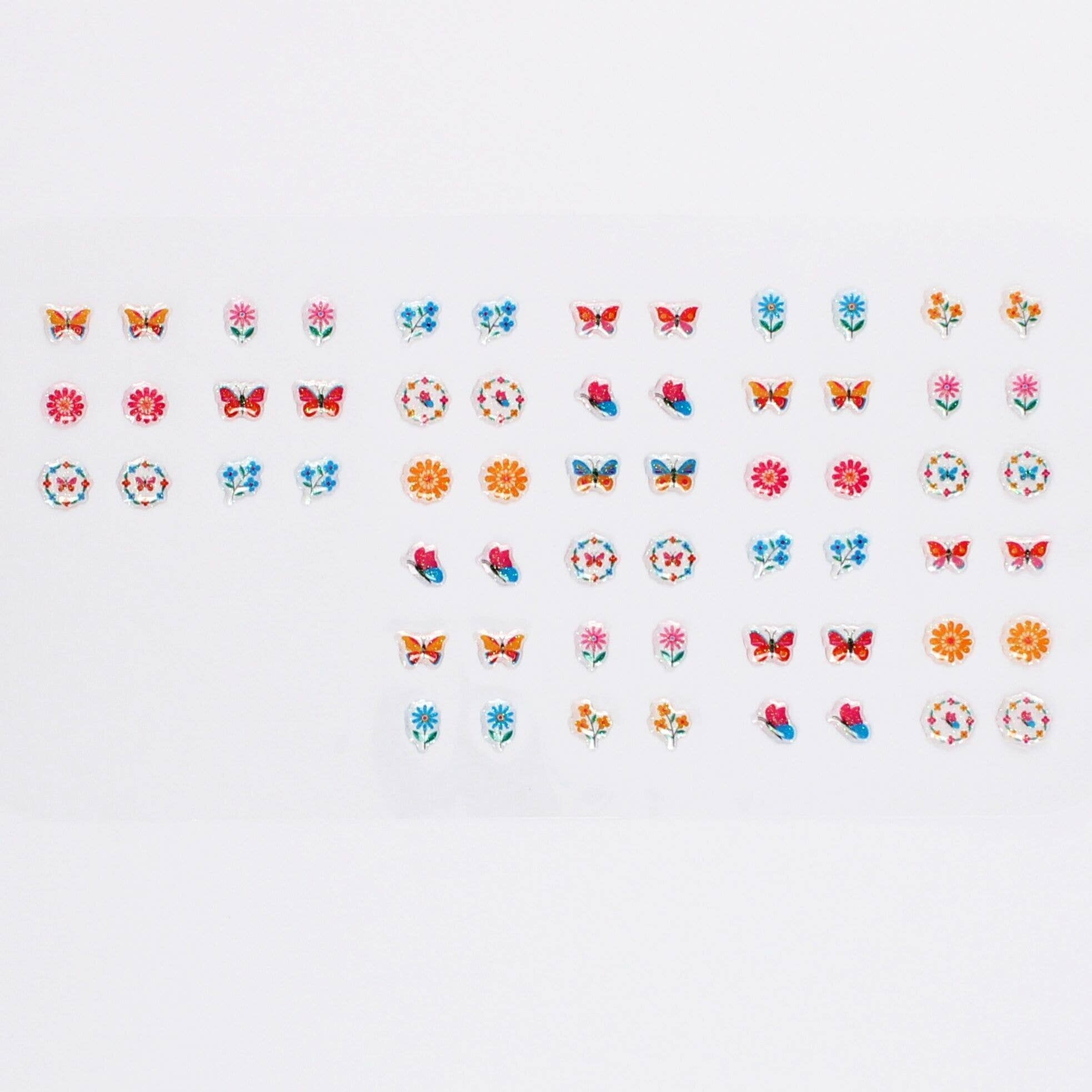 Stick On Earrings (30 Pairs) - Floral Flutter