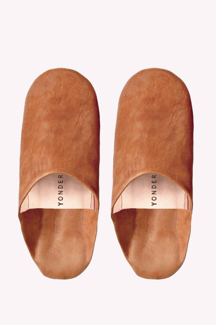 Leather Babouche Slippers | Toffee