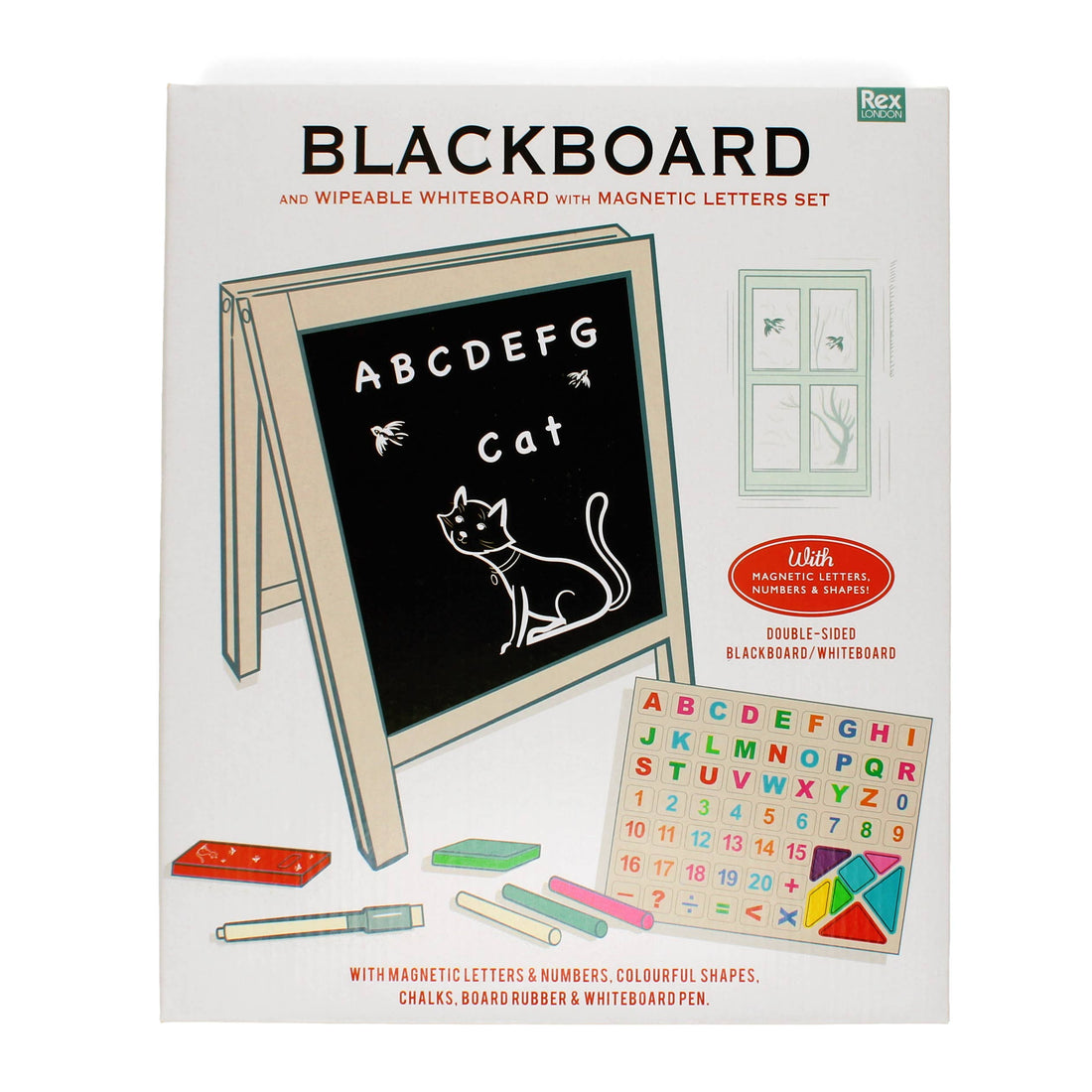 Tabletop blackboard and whiteboard easel set