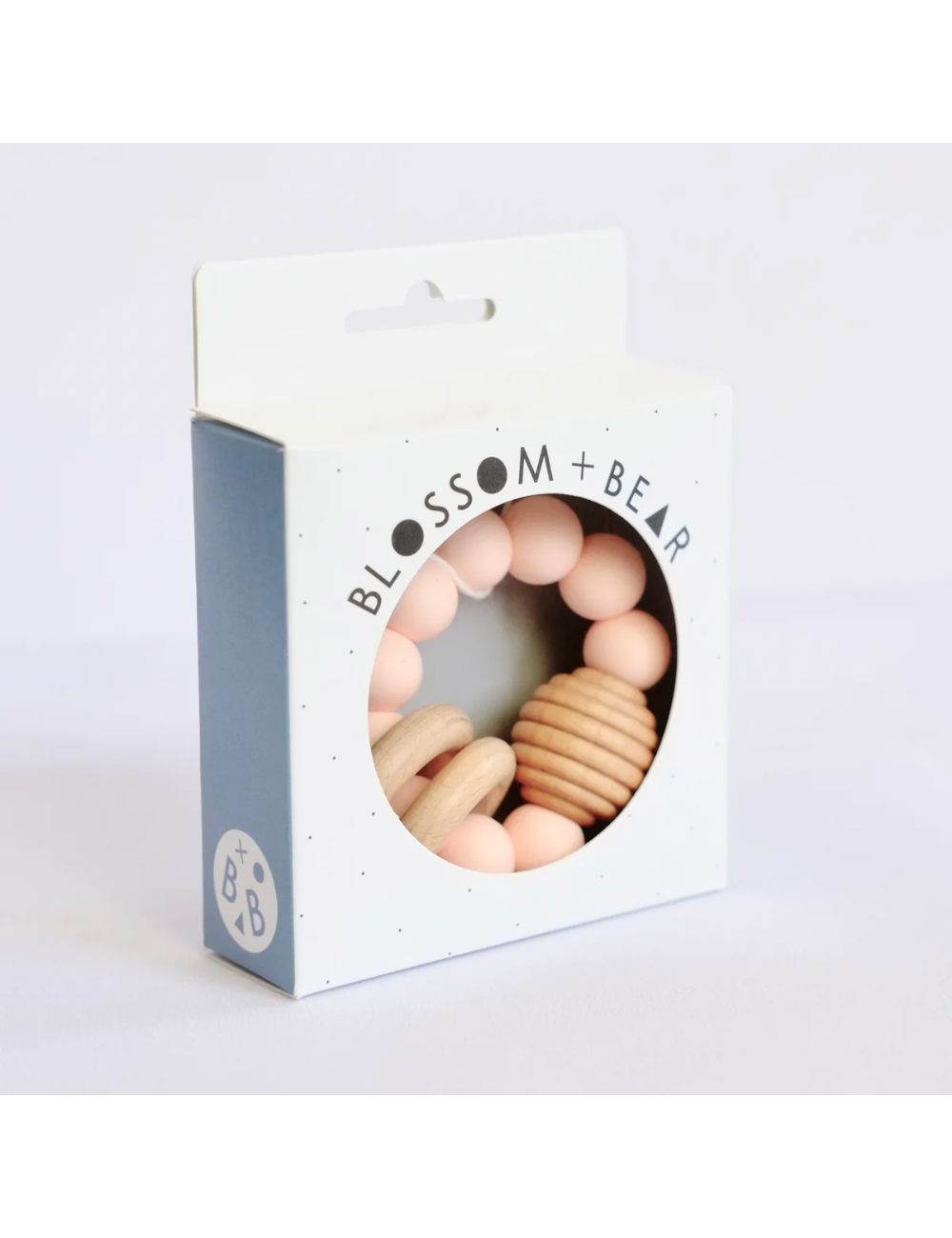 Peach Beehive Silicone and Wooden Teething Toy