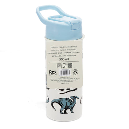Stainless steel bottle with push button lid 500ml - Dinosaur