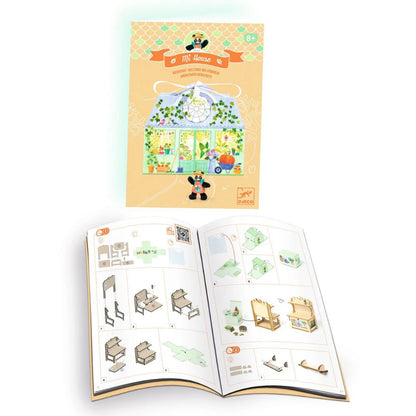 Djeco Mi House Olive, Make Your Own Mini House with Figurines