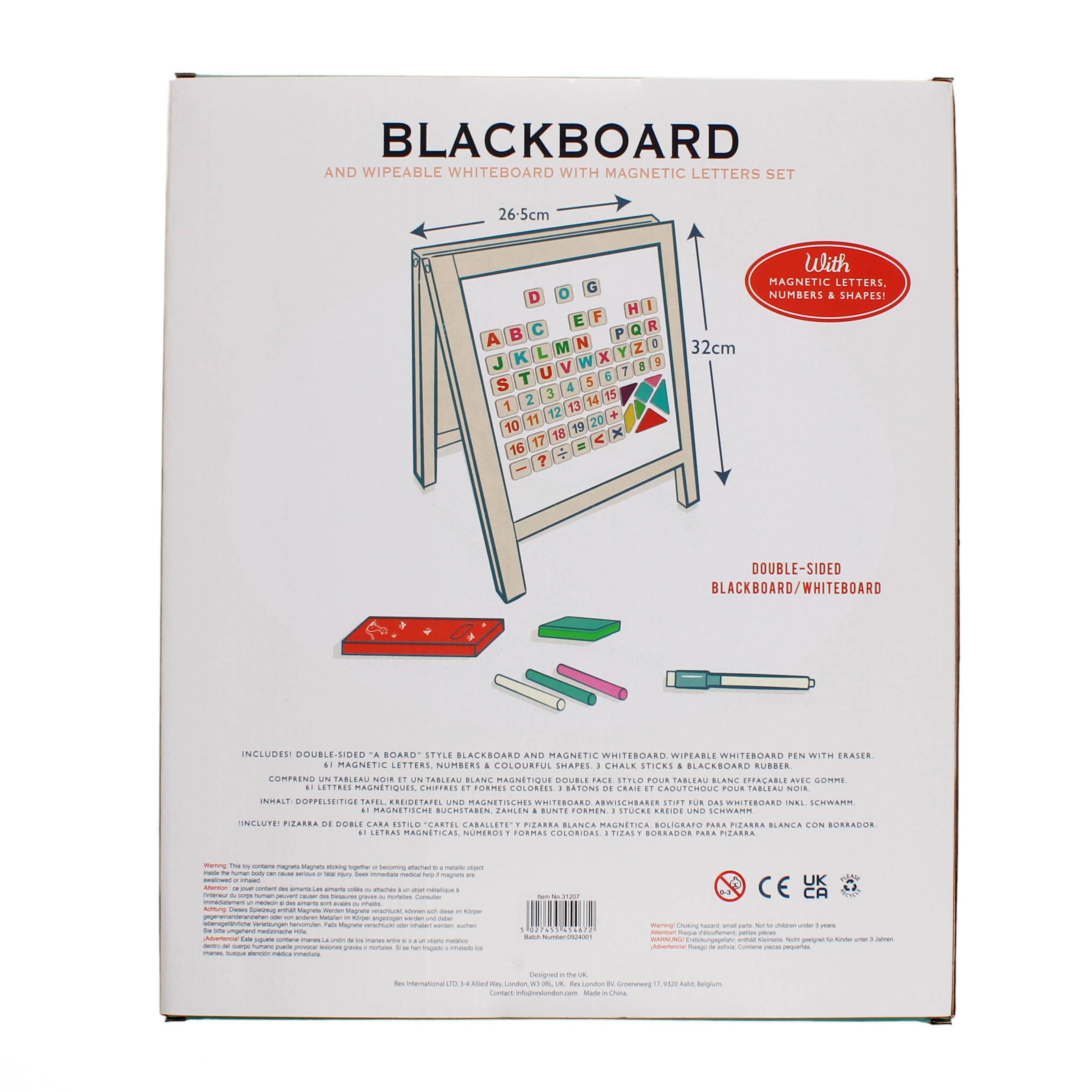 Tabletop blackboard and whiteboard easel set