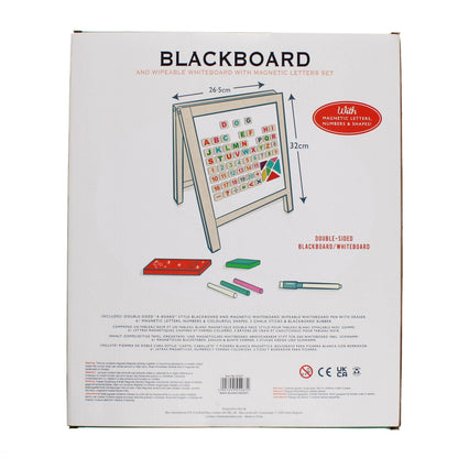 Tabletop blackboard and whiteboard easel set