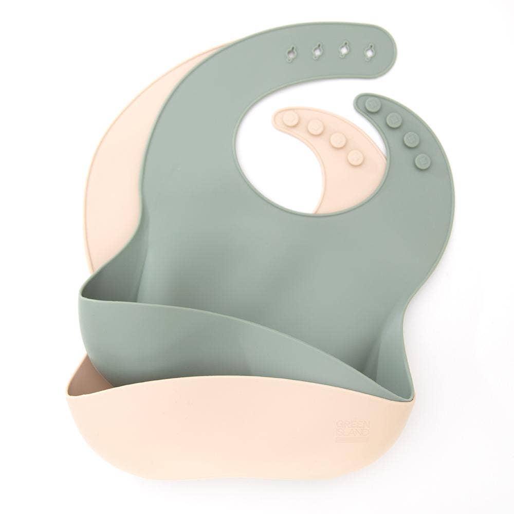 Silicone Baby Bibs Pack of 2: Mulberry &amp; Blush