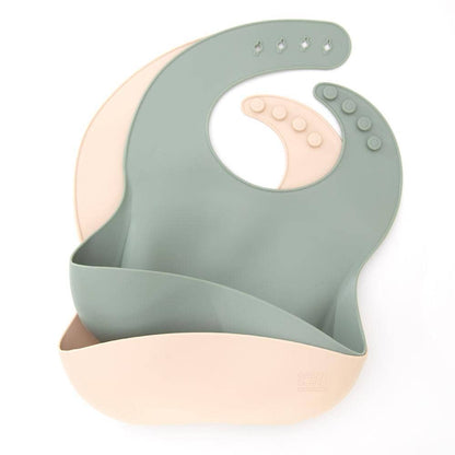 Silicone Baby Bibs Pack of 2: Mulberry &amp; Blush