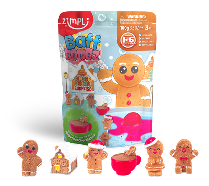 Zimpli Baff Bombz Gingerbread Surprise Collectable Bath Toy