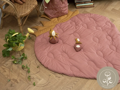 Organic Cotton Strawberry Quilted Blanket/Floor Rug