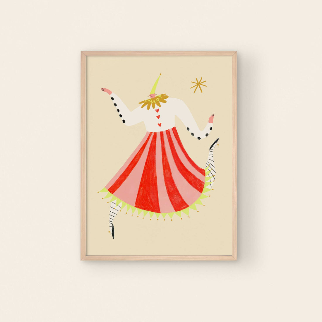 Circus Lady Art Print | Nursery Wall Decor | Colourful Art: A4