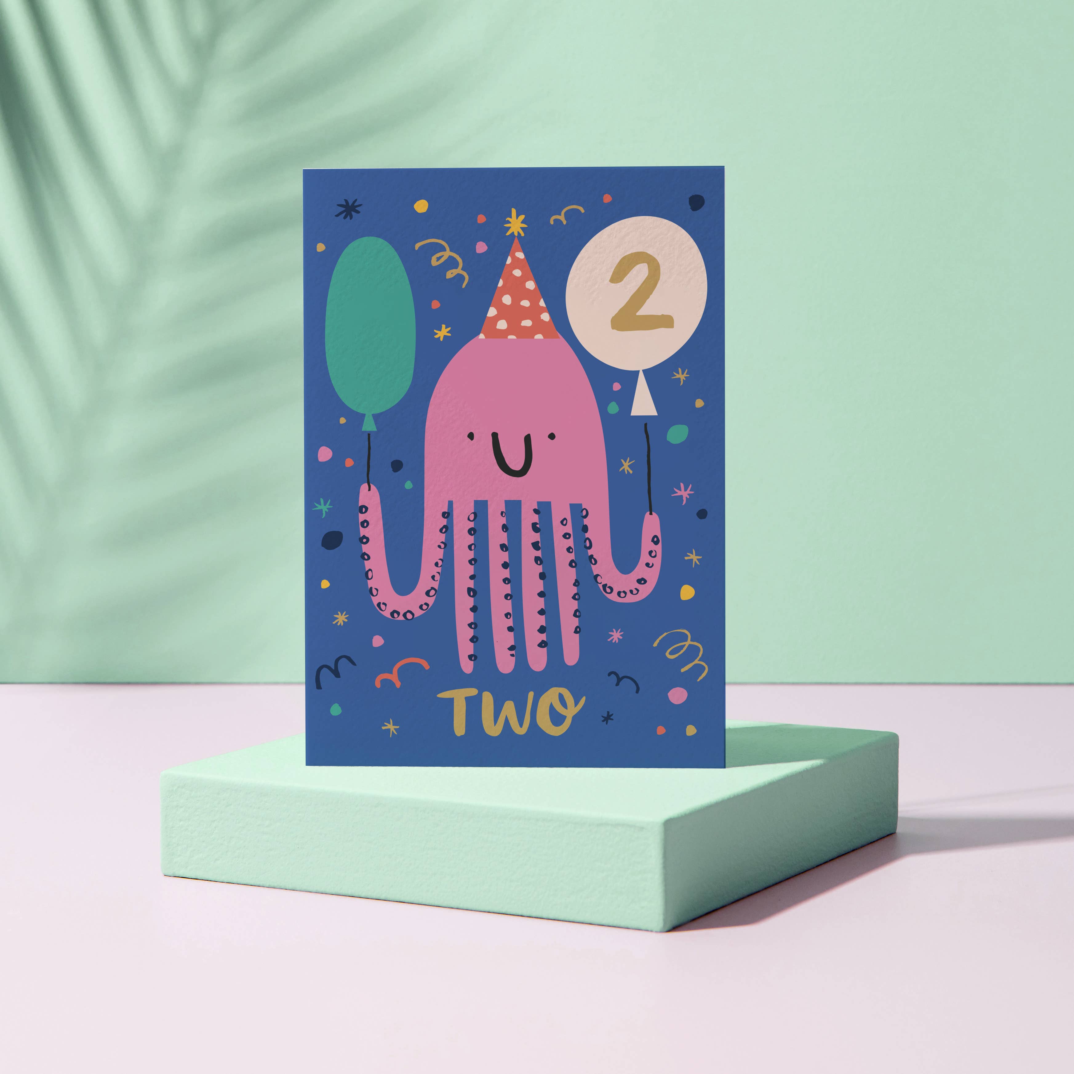 2 Year Old Octopus Themed Card - Two - Animals - Kids card