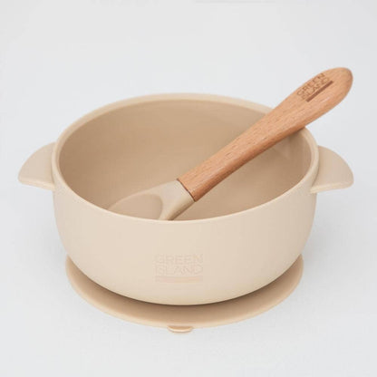 Silicone Baby Bowl &amp; Spoon: Cream