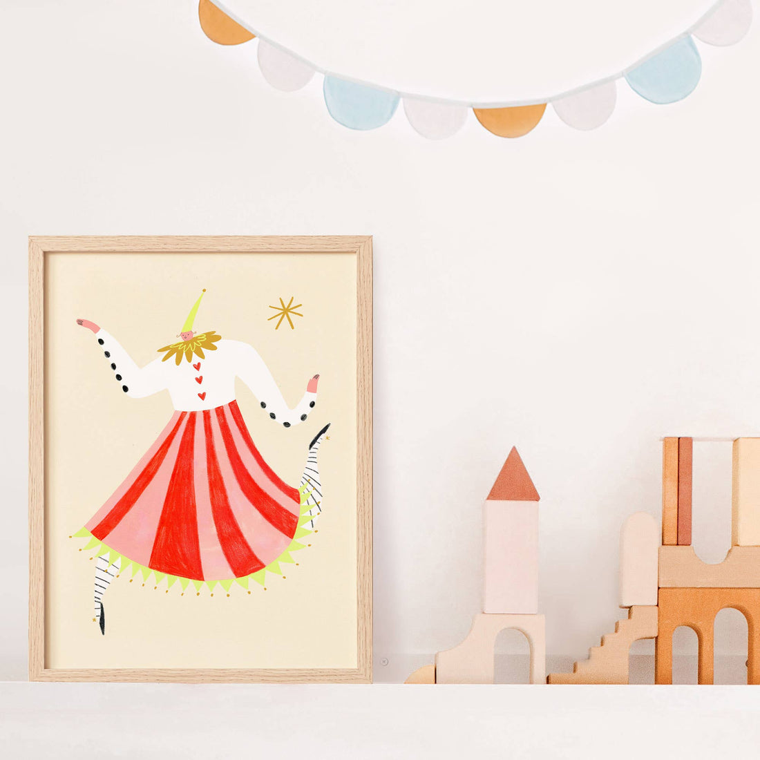 Circus Lady Art Print | Nursery Wall Decor | Colourful Art: A4