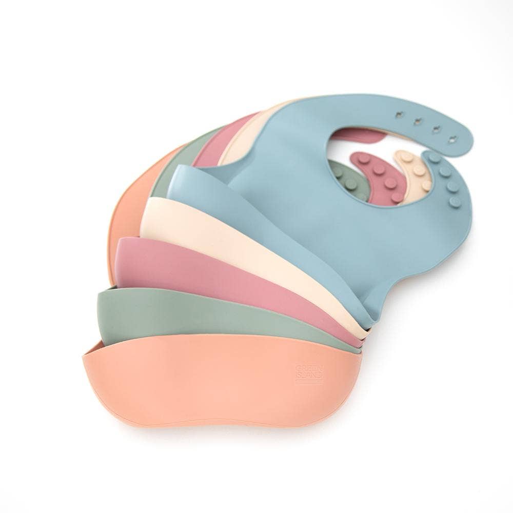 Silicone Baby Bibs Pack of 2: Blue &amp; Green
