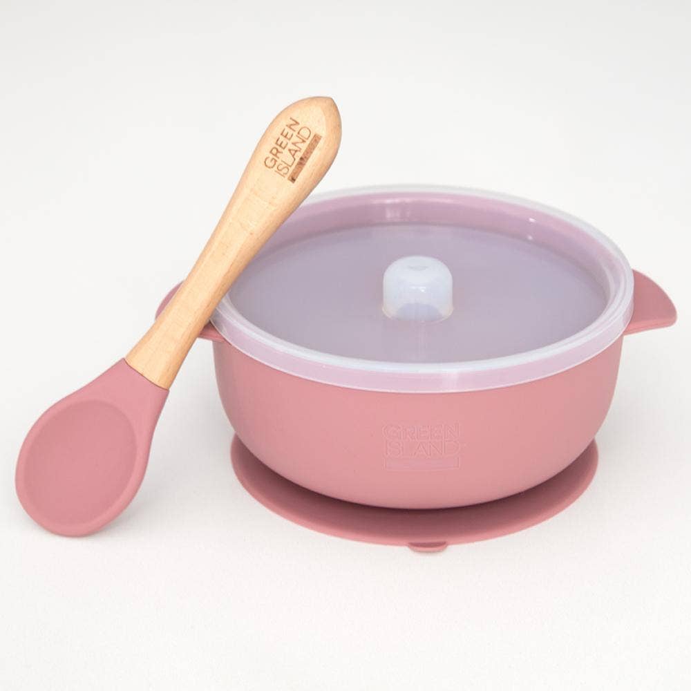 Silicone Baby Bowl & Spoon: Mulberry