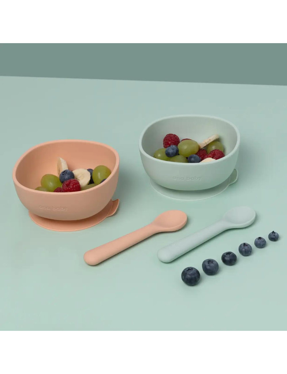2 Pack Silicone Suction Bowl and Spoon in Kraft Paper Box