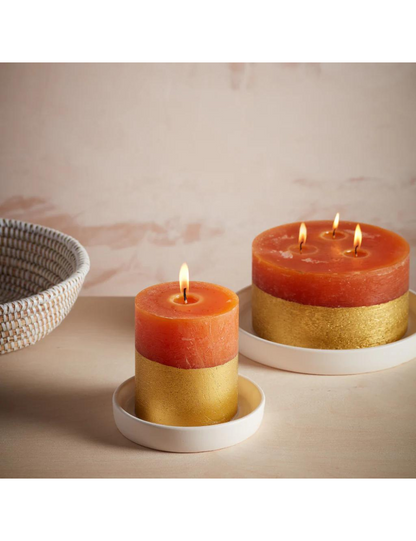 Orange &amp; Cinnamon Scented Gold Dipped Multiwick Candle