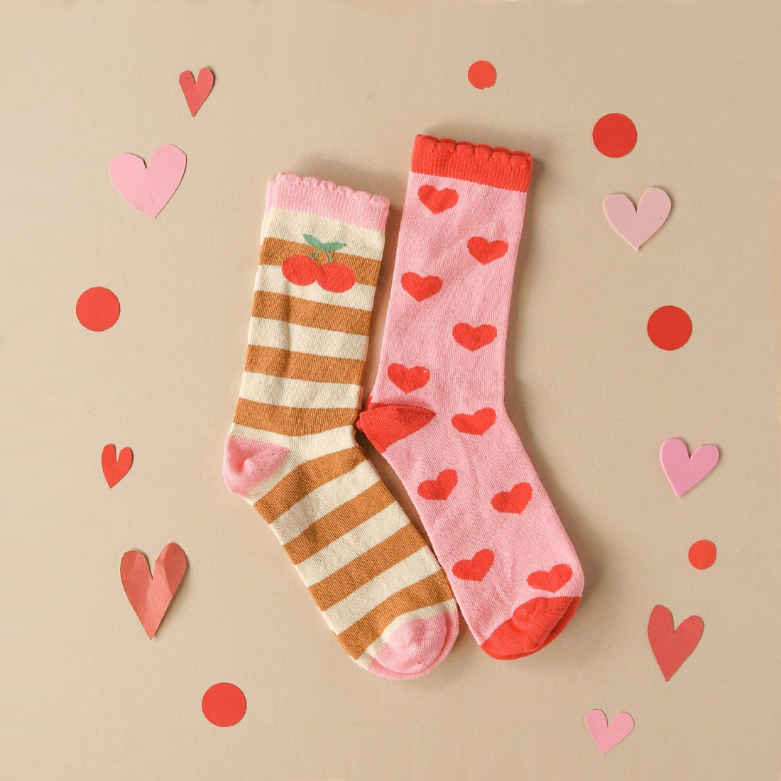 Stripy Cherry 2 Pack Socks 9-12 Jnr