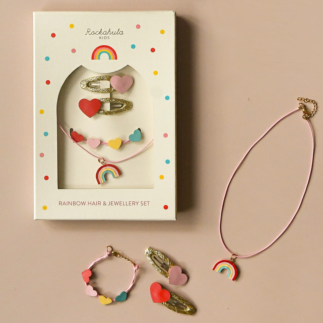 Vintage Rainbow Hair &amp; Jewellery Set