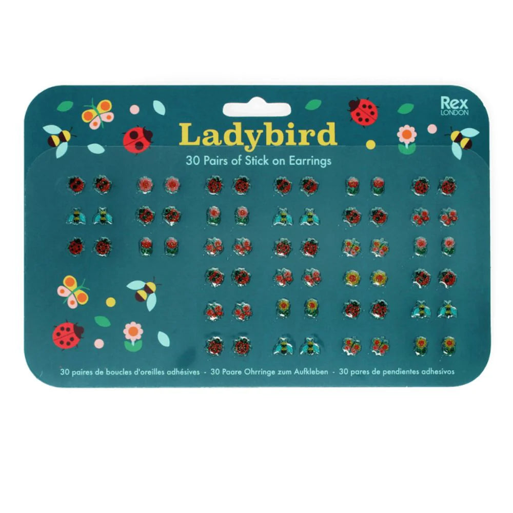 Stick On Earrings (30 pairs) - Ladybird