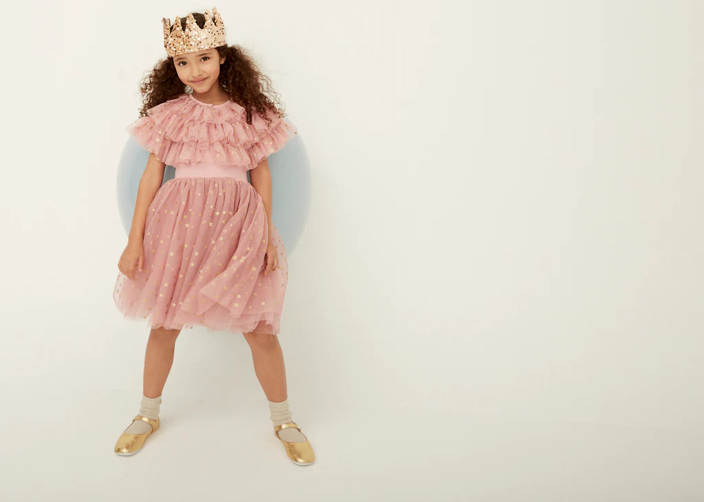 Vintage Pink and Gold Glitter Star Dress