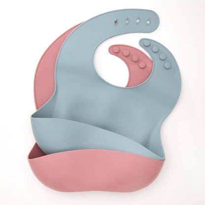 Silicone Baby Bibs Pack of 2: Mulberry &amp; Blush