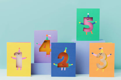 Age  5 - Die Cut - Cute Character  Fun Happy Birthday - Five