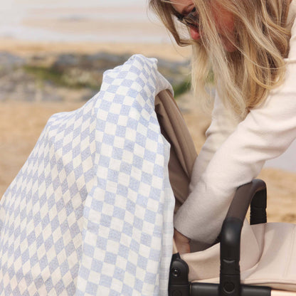 Organic Baby Muslin Swaddle - Waves