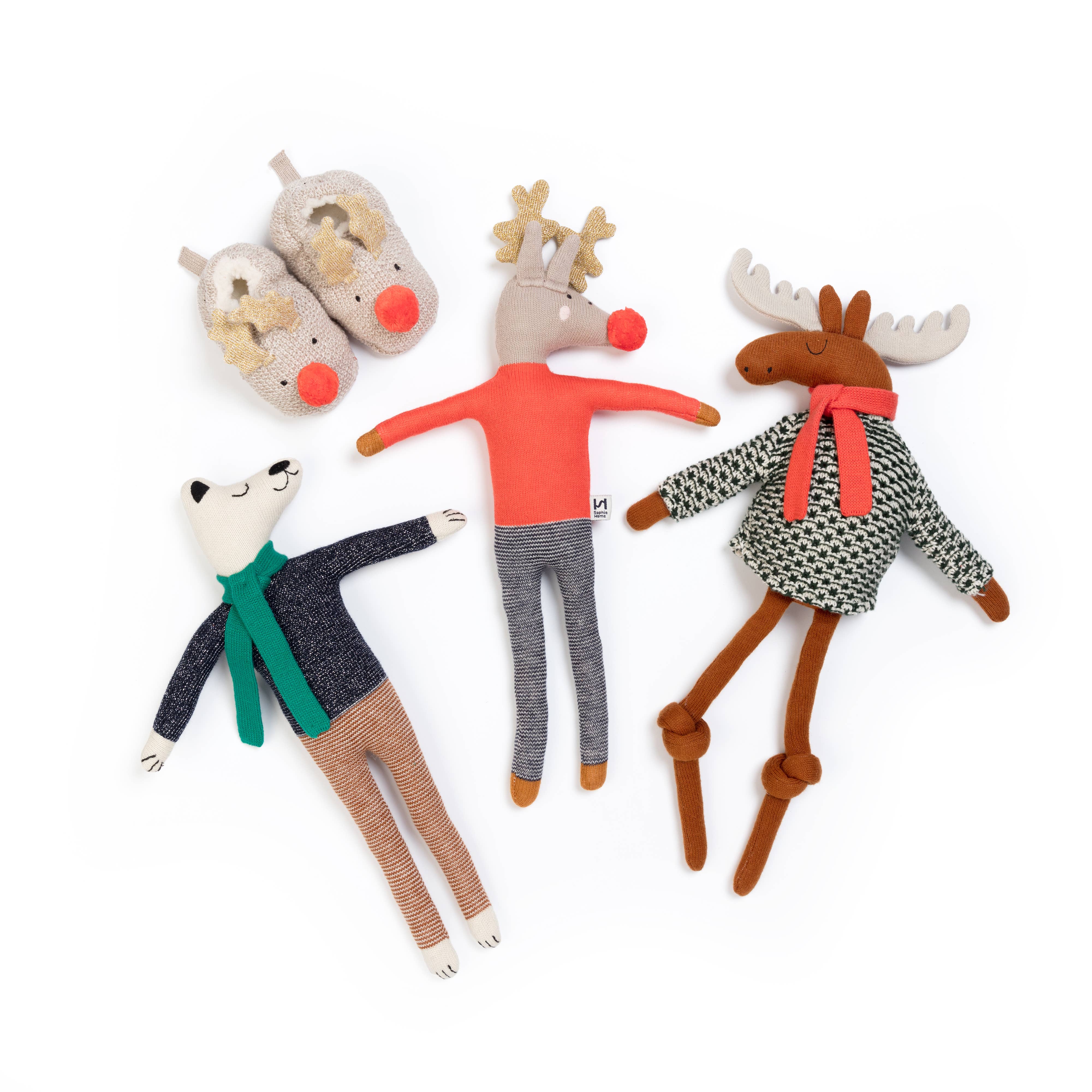 Cotton Knit Baby Booties Reindeer Squid The Kid