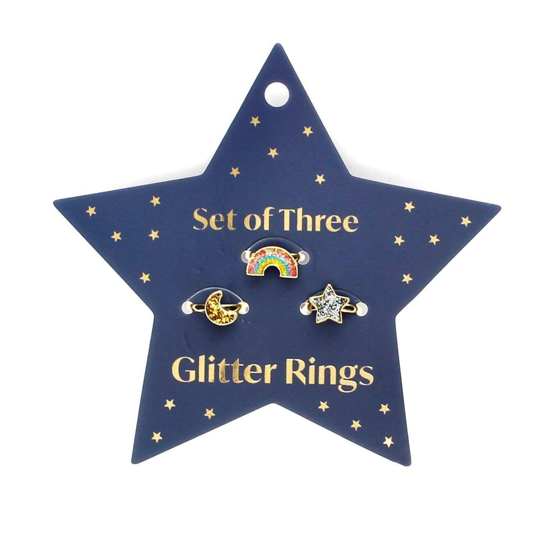 Glitter Rings (Set of 3) - Star, Rainbow & Moon