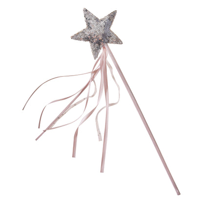 Pink &amp; Silver Sequin Star Fairy Wand
