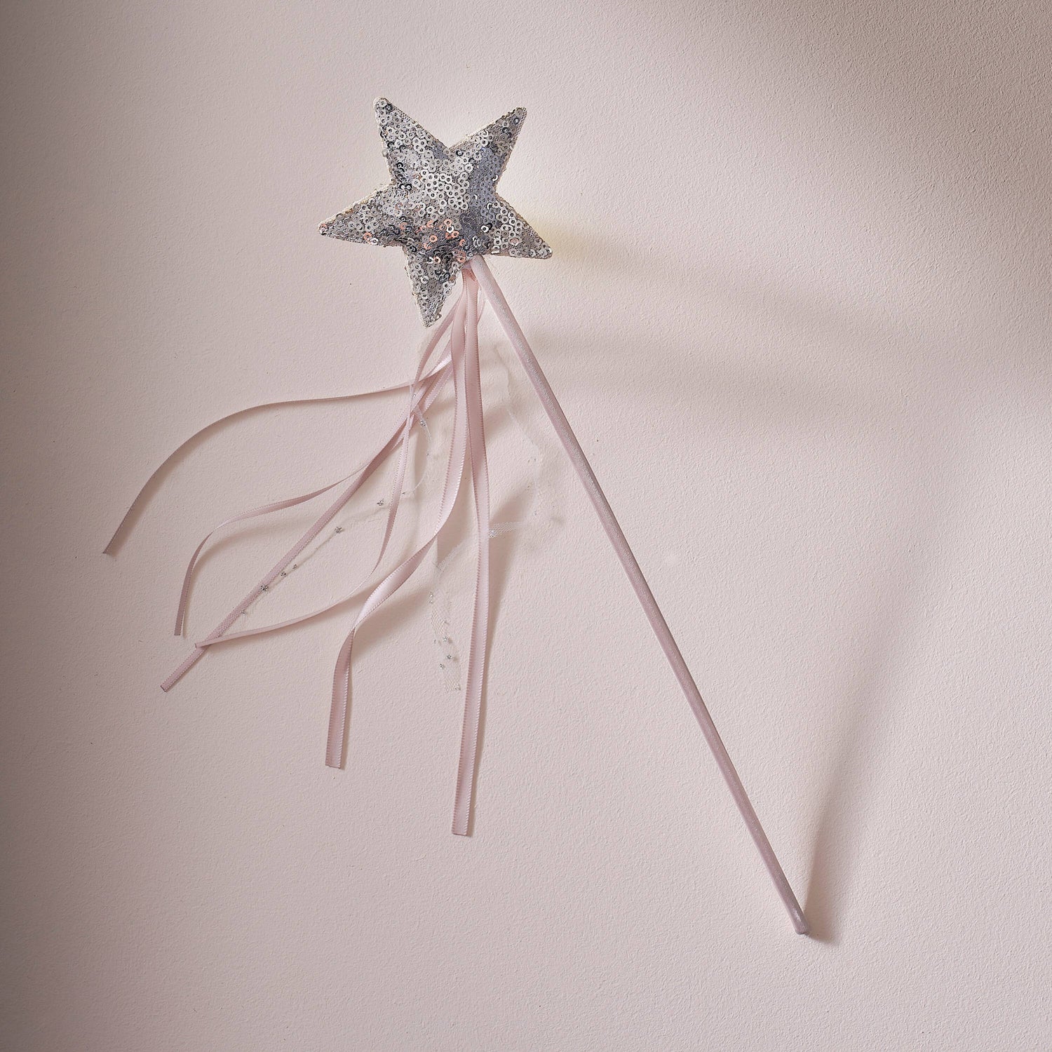 Pink &amp; Silver Sequin Star Fairy Wand