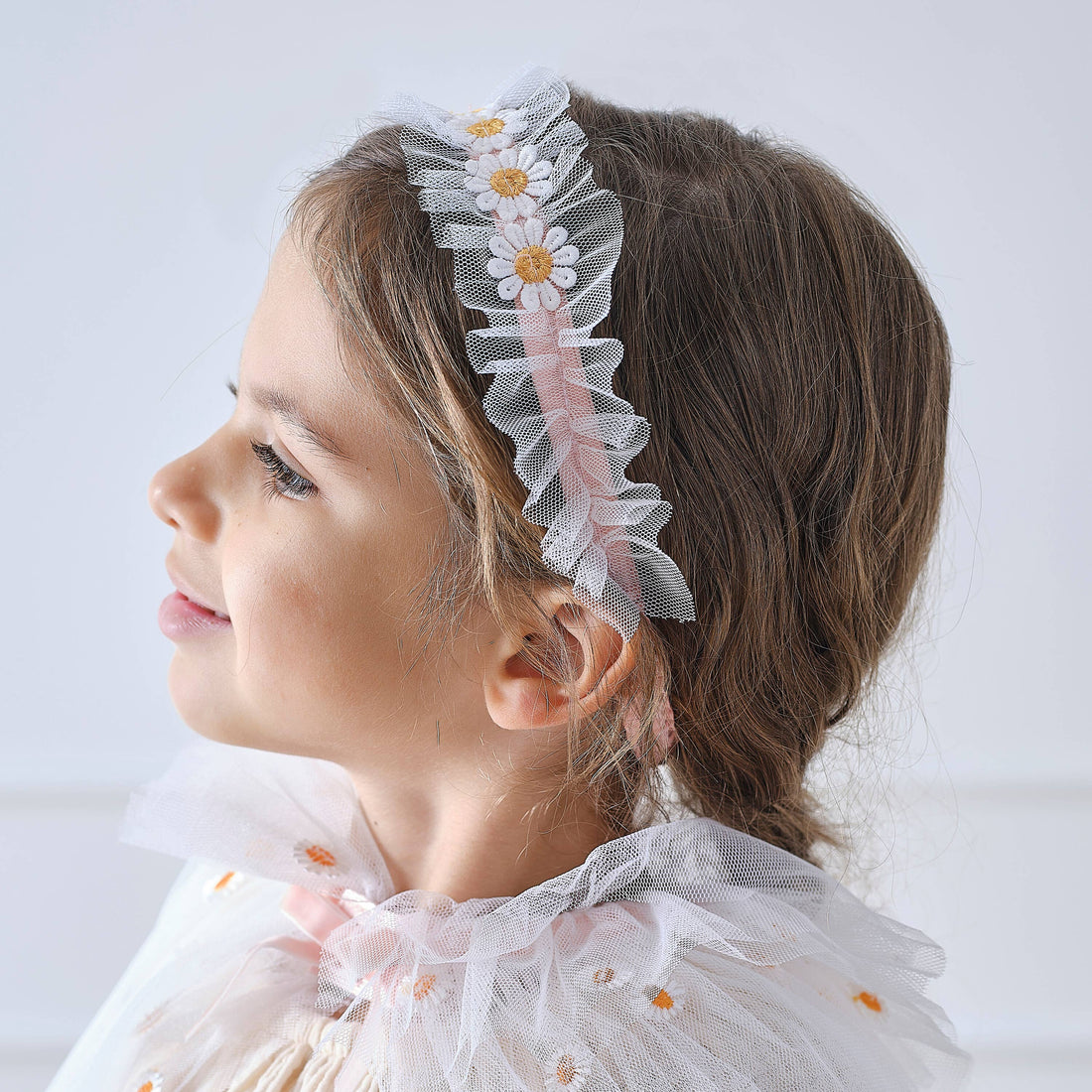 White and Pink Daisy Flower Headband