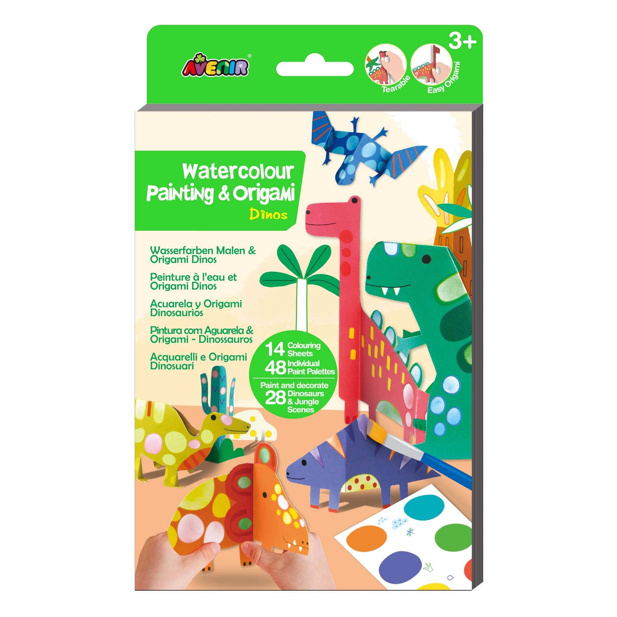 Watercolour Painting &amp; Origami Dino