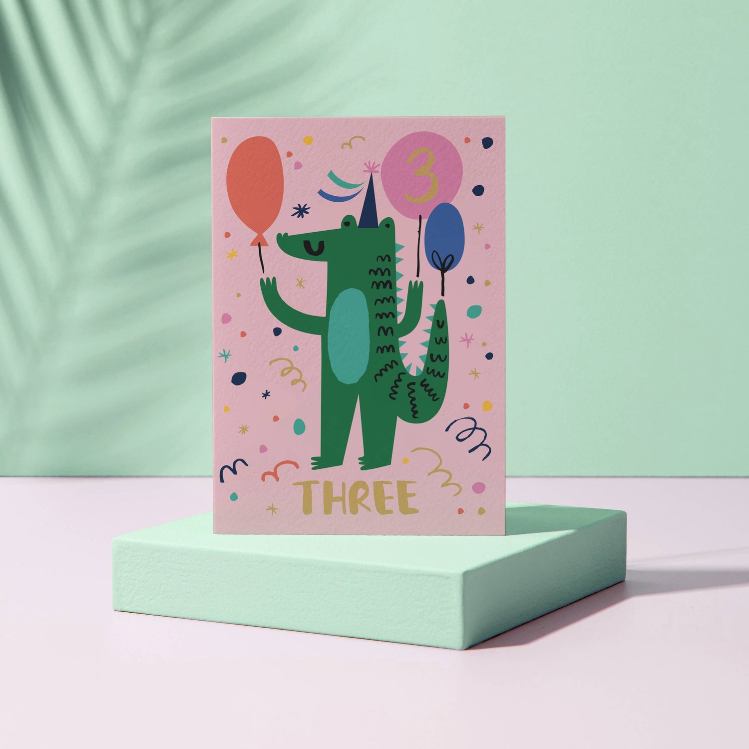 3 - Three - Crocodile - Animal Themed - Number Cards - Kids