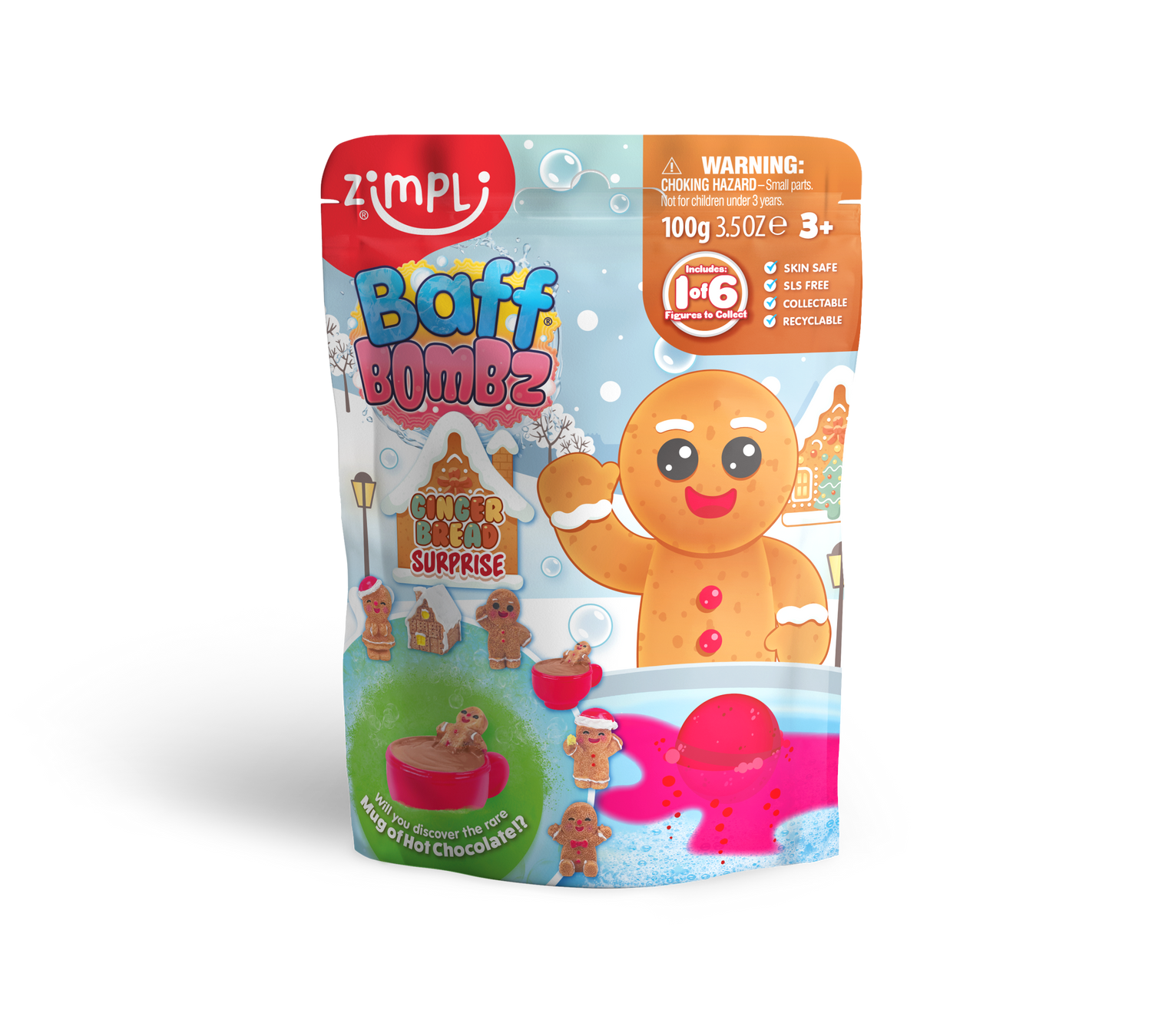Zimpli Baff Bombz Gingerbread Surprise Collectable Bath Toy